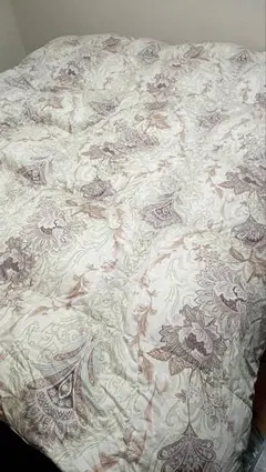 ダブル　羽毛掛け　ドイツ　グース　93%　ロマンス小杉　1.7キロ　ニ層式