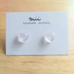 No.411 天然石 ローズクオーツ ハート 小ぶり ピアス 樹脂