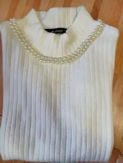 w closet パール装飾 リブニット 長袖