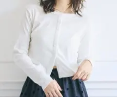 ✳︎美品✳︎coca コカ リブラウンドヘムカーディガン ホワイト L クロップド丈のサムネイル