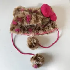 USJ ユニバ　キティ　ファンキャップ　ヒョウ柄　ブラウン　ピンク　レア