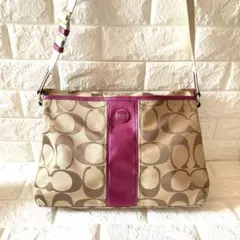 ［美品］COACH 2WAY ショルダーバッグ シグネチャー ピンク