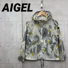 AIGEL エーグル ナイロンジャケット パーカ 幾何学柄 レディース 36