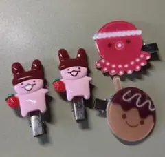 ウサギとタコのヘアピン4個セット