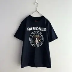 3973【UNFLEDGED】プリントTシャツ　半袖　ネイビー　カジュアル　Ｍ