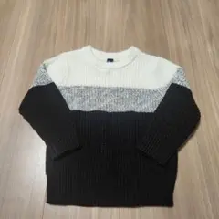 ​☆美品☆ キッズ セーター 100cm 白黒グレー ボーダー モノトーン