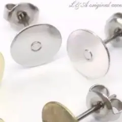 チタンポスト＆キャッチ フラット皿8mm 本ロジウム ペア　5点