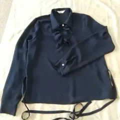 クラリス様Maker's Shirt ネイビー フリル付きシャツ ブラウス M
