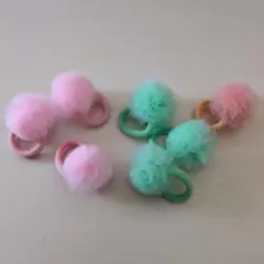 カラフルポンポンヘアゴム　7個セット