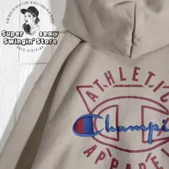 人気 チャンピオン リバースウィーブ スウェットパーカー L ベージュ 古着