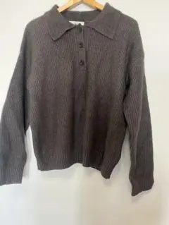 journal standard レリュームリブ編みブラウンポロセーター