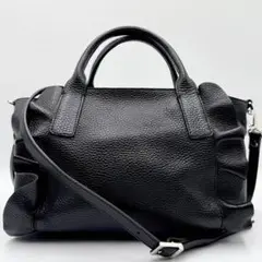 未使用級✨ リパーニ フリルバッグ 2way ショルダーバッグ レザー ブラック