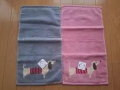 KSHORE 犬刺繍 タオルハンカチ 2枚セット