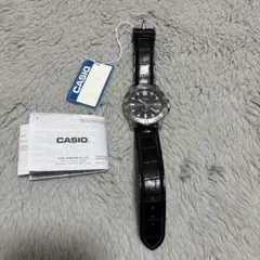 CASIO 腕時計 50M防水 黒文字盤 レザー