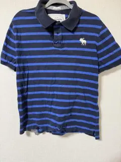 ネイビーと青のストライプ ポロシャツ