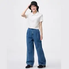 GU 160 半袖 ジップアップ リブ ポロシャツ 女の子 キッズ 子供 白のサムネイル