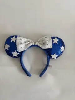 ミニーマウス耳カチューシャ 青い星柄
