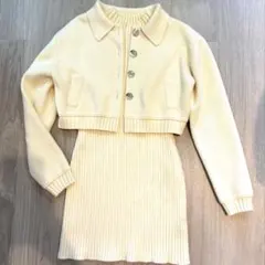 LILY BROWN イエロー ワンピース　カーディガン　セットアップ　FREE