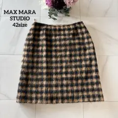 NO.2-154 MAX MARA STUDIO42サイズXL チェック　モヘアのサムネイル