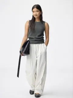 バレルレッグプルオンパンツ　GU ホワイト　XL