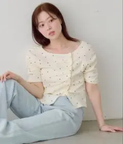 Kastane ギャザーテレコ半袖カーディガンのサムネイル