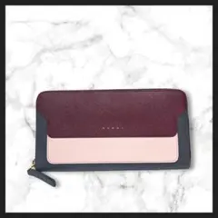 MARNI サフィアーノ ラウンドジップ 長財布 マルチカラー ピンク グレーのサムネイル