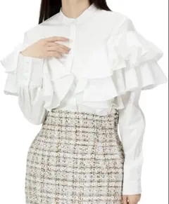 FRAY I.D ラッフルフリルブラウス ホワイト