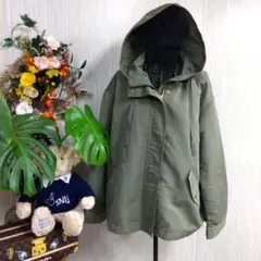 *キャロット*様専用GU オリーブ色モッズコート フード付き レディースXL