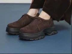 kbf ステッチデザインスリッポン ブラウン38