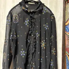 ロデオクラウンズ スカル刺繍ブラウス