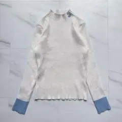 frunco リブニット ワンポイント ハート ハイネック フェミニン かわいい