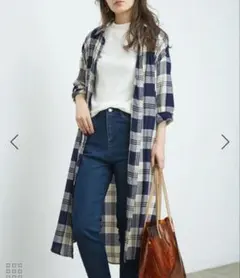ROPÉ PICNICチェック柄前開きワンピース ネイビーチェック