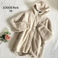 LOGOS Park ボア×中綿ジャケット M アイボリー フード付き 防寒