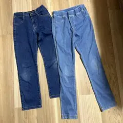 130 140 履きやすいストレッチデニム スキニーパンツ レギンス？　2セット