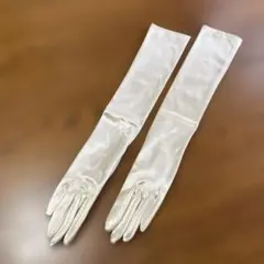 アイボリー サテン ロングウェディンググローブ