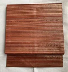 No.8 アンティーク名古屋帯　赤茶　縞　金糸　正絹