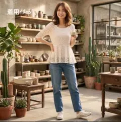 Heather 総レース ペプラム トップス チュニック F ヘザーのサムネイル