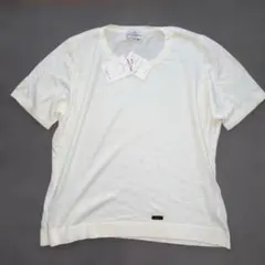 新品未使用品・TRUSSARDI コットン半袖ニット ホワイト ・46サイズのサムネイル