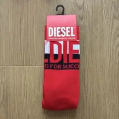 【未使用品】DIESEL ロゴプリント クルーソックス レッド Mサイズ