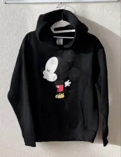 ミッキーマウス プリント ブラックパーカー