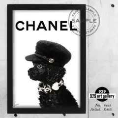 CHANEL type☆オマージュアートインテリアポスター＃464★トイプードル