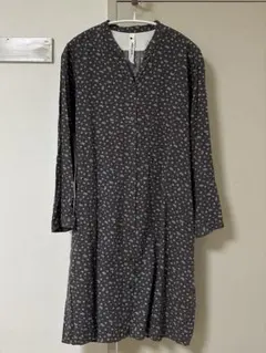 niko and... 花柄シャツワンピース 長袖 ダークグレー