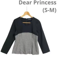 ☘️(S-M)ディアプリンセス 千鳥格子柄異素材ドッキングブラウスプルオーバーのサムネイル