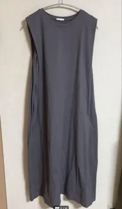 GU ノースリーブ ロング ワンピース グレージュ L