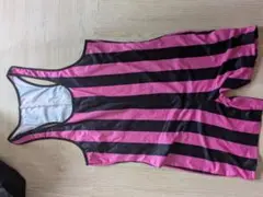 ピンク/黒　ストライプ　シングレット