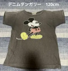 デニムダンガリー　半袖Tシャツ　カットソー　ミッキーマウス　120cm