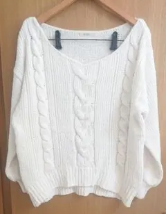 one after another NICE CLAUP モールニット ホワイト