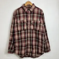 90s Wrangler オンブレ ヘビーネルシャツ レッド系 VINTAGE