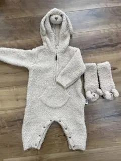 ベージュ フリースクマデザインアウター 95cm未満