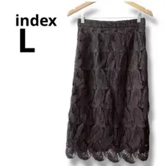 index ブラック レース　ひざ丈　スカート Lサイズ　インデックス　黒色